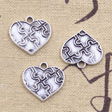 12pcs Charms Charms Puzzle 19x20mm Antique Silver Color Pendants DIY Crafts Making Findings Handmade Tibetan Jewelry