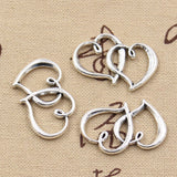 12pcs Charms Double Hearts 32x25mm Antique Silver Color Pendants DIY Crafts Making Findings Handmade Tibetan Jewelry