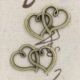 12pcs Charms Double Hearts 32x25mm Antique Silver Color Pendants DIY Crafts Making Findings Handmade Tibetan Jewelry