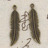 12pcs Charms Feathers Tree Leaf 45x11mm Antique Silver Color Pendants DIY Crafts Making Findings Handmade Tibetan Jewelry