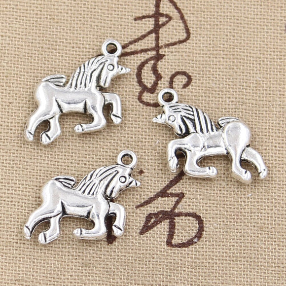 12pcs Charms Horse Unicorn 19x16mm Antique Silver Color Pendants DIY Crafts Making Findings Handmade Tibetan Jewelry