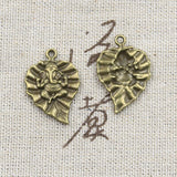 12pcs Charms Leaf Ganesha Buddha Elephant 25x18mm Antique Bronze Silver Color Pendants DIY Making Findings Tibetan Jewelry