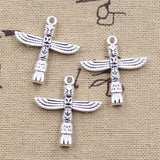 12pcs Charms Maya Stone Statue 27x25mm Antique Silver Color Pendants DIY Crafts Making Findings Handmade Tibetan Jewelry