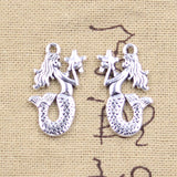 12pcs Charms Mermaid 28x17mm Antique Silver Color Pendants DIY Crafts Making Findings Handmade Tibetan Jewelry