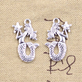 12pcs Charms Mermaid 28x17mm Antique Silver Color Pendants DIY Crafts Making Findings Handmade Tibetan Jewelry