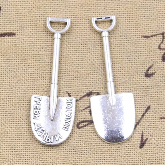 12pcs Charms Tools Shovel Spade 44x15mm Antique Gold Bronze Silver Color Pendants DIY Making Findings Handmade Tibetan Jewelry