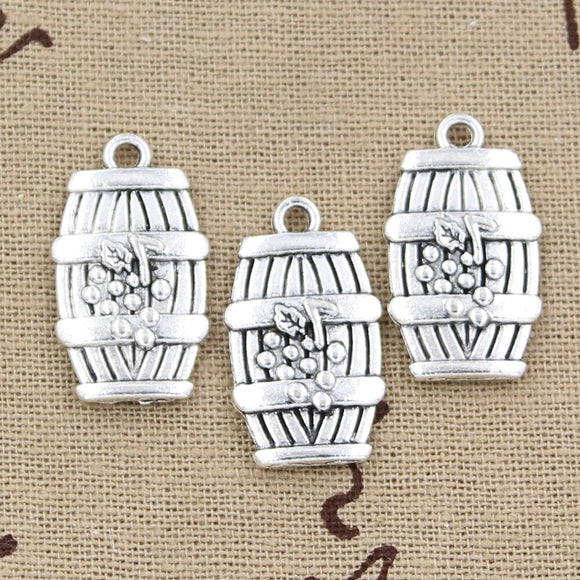 12pcs Charms Wine Barrel Cask 25x14mm Antique Silver Color Pendants DIY Crafts Making Findings Handmade Tibetan Jewelry