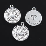 12pcs Charms Zodiac Aries Pisces Gemini Taurus  Cancer Vigro Scorpio Leo Libra 20x17mm Silver Color Pendants DIY Making Jewelry