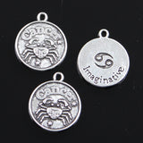 12pcs Charms Zodiac Aries Pisces Gemini Taurus  Cancer Vigro Scorpio Leo Libra 20x17mm Silver Color Pendants DIY Making Jewelry