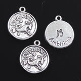 12pcs Charms Zodiac Aries Pisces Gemini Taurus  Cancer Vigro Scorpio Leo Libra 20x17mm Silver Color Pendants DIY Making Jewelry