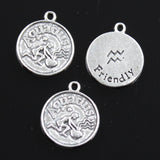12pcs Charms Zodiac Aries Pisces Gemini Taurus  Cancer Vigro Scorpio Leo Libra 20x17mm Silver Color Pendants DIY Making Jewelry