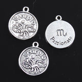 12pcs Charms Zodiac Aries Pisces Gemini Taurus  Cancer Vigro Scorpio Leo Libra 20x17mm Silver Color Pendants DIY Making Jewelry