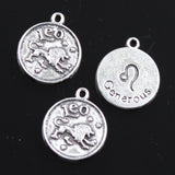 12pcs Charms Zodiac Aries Pisces Gemini Taurus  Cancer Vigro Scorpio Leo Libra 20x17mm Silver Color Pendants DIY Making Jewelry