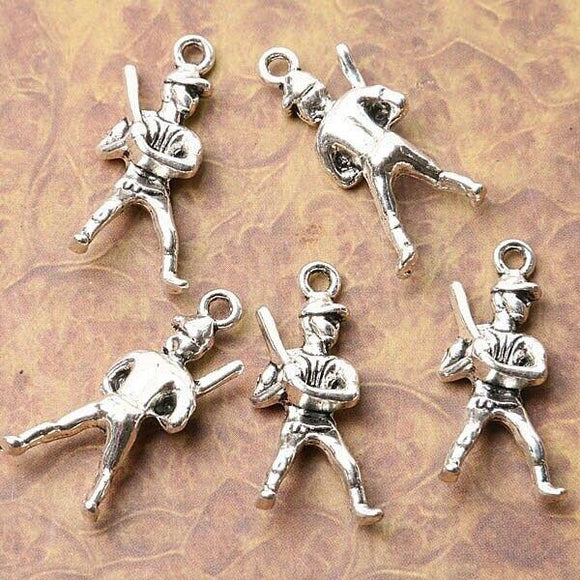 Tibetan silver plated baseball player charm pendants  10pcs  EF3548