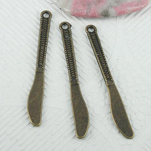 6pcs antiqued bronze tone 2sided dinner knife design charms EF0821