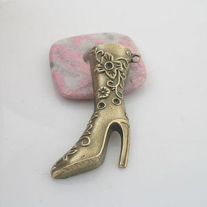 2pc antiqued bronze color high-heel boot design pendant charm G1909