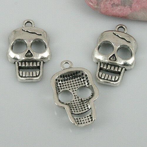 10pcs tibetan silver color skull head charms EF0491