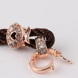 Brown Color Necklace Cord  Rhinestones Bail Link Clasp Rosegold  1pc CL24