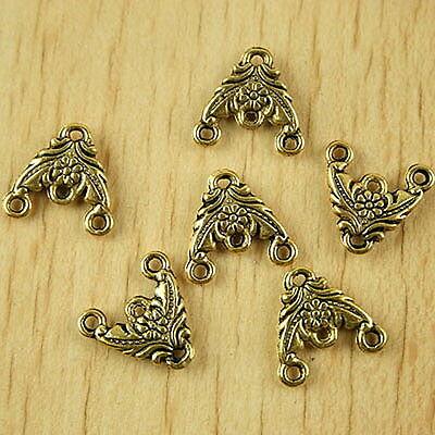 16pcs dark gold-tone 2sided flower connector charms h2217