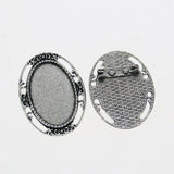 Lote de 2 cabujón ovalado de color plata tibetana de 25 x 35/25 x 18 mm, 30 x 40 mm y 13 x 18 mm, con diseño de broche.
