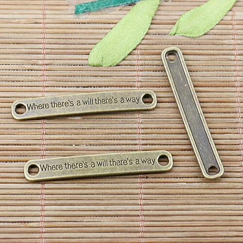 8pcs antiqued bronze color 44mm long words lettering bar connector EF2554