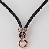 Black Color Necklace Cord Butterfly Rhinestones Bail Link Clasp   1pc CL14