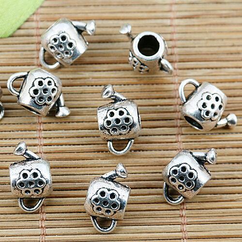 10pcs Tibetan silver flower watering can bail connectors EF1316