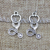 15 Piece 15*27 mm Mixed Alloy Antique Silver Color Echometer Medical Charms Keychain Pendant Accessory For DIY Jewelry Making