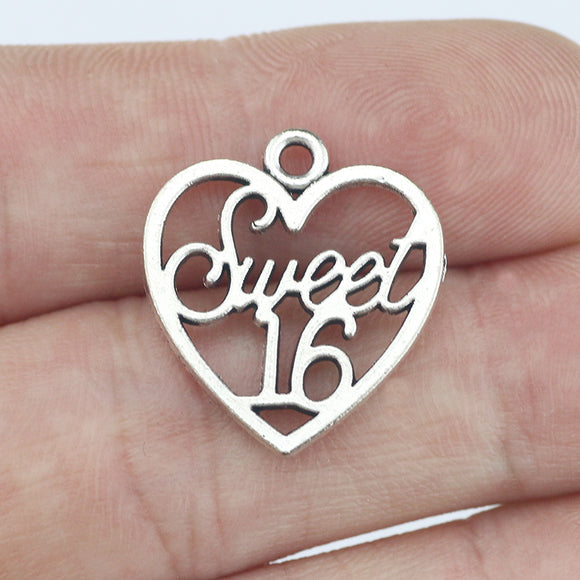 15 Piece 19*21mm Mixed Alloy Antique Silver Color Heart Number Charms Keychain Vintage Pendant Accessory For DIY Jewelry Making
