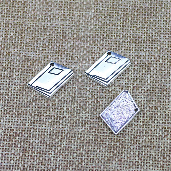 15 Pieces 13*18mm Newest Style Alloy Antique Silver Color Book Charms Keychains Pendant Accessory For DIY Jewelry Making