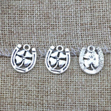 15 Pieces 15x18mm Antique Silver Color Flower Lucky Charms Keychains Bracelet For DIY Jewelry Making