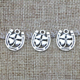 15 Pieces 15x18mm Antique Silver Color Flower Lucky Charms Keychains Bracelet For DIY Jewelry Making