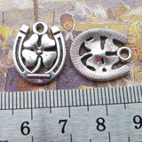 15 Pieces 15x18mm Antique Silver Color Flower Lucky Charms Keychains Bracelet For DIY Jewelry Making