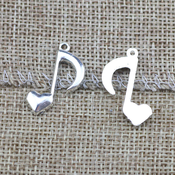 15 Pieces 25x17mm Antique Silver Color Music Mark Charms Earrings Bracelet For DIY Jewelry Making