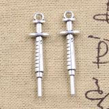 15pcs Charms Doctor Nurse Syringe 36x9mm Antique Silver Color Pendants DIY Crafts Making Findings Handmade Tibetan Jewelry