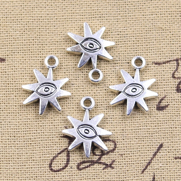15pcs Charms Eye Sun Sunburst 19x15mm Antique Silver Color Pendants DIY Crafts Making Findings Handmade Tibetan Jewelry ef4478