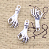 15pcs Charms Hand Gesture OK 25x12x5mm Antique Silver Color Pendants DIY Crafts Making Findings Handmade Tibetan Jewelry