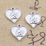 15pcs Charms Heart Love Angel Cupid 19x18mm Antique Silver Color Pendants DIY Crafts Making Findings Handmade Tibetan Jewelry EF3725