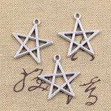 15pcs Charms Hollow five-pointed Star 25x23mm Antique Silver Color Pendants DIY Crafts Making Findings Handmade Tibetan Jewelry