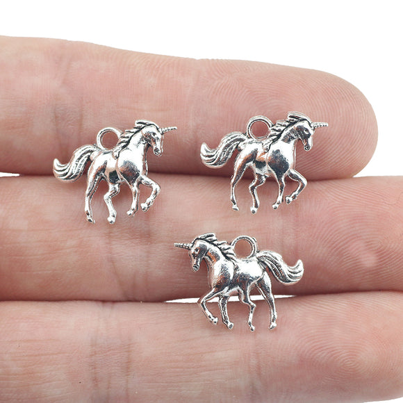 15pcs/lot 13*18mm 3D Unicorn Charm Antique Silver Color Unicorn Horse Pendant DIY Necklace Bracelet Jewelry Making