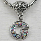 G Letter Alphabet Rhinestone Dangle Pendant European Bead Charms 1pc LT0007