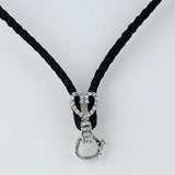 Black Color Necklace Cord Heart Rhinestones Bail Link Clasp   1pc CL27