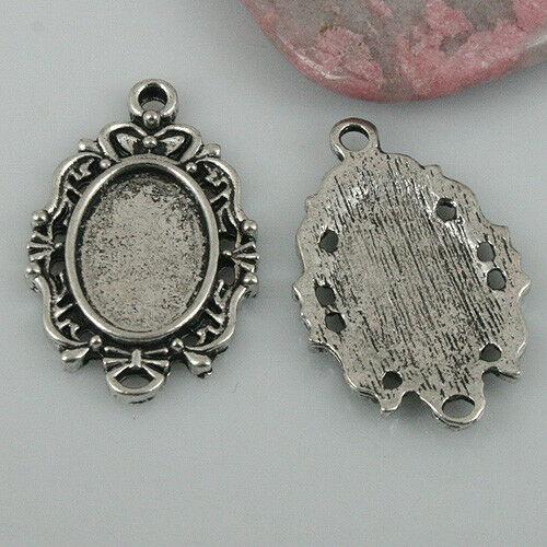 6pcs tibetan silver color rim oval cabochon settings in 10x14mm inner EF0514