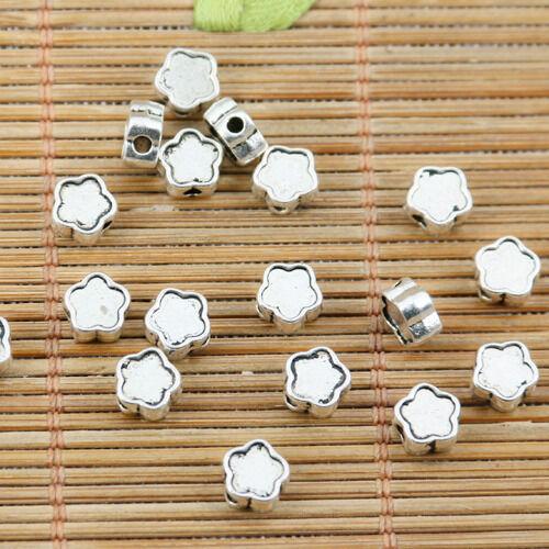54pcs tibetan silver tone 2sided 6mm flower cameo spacer bead EF2191
