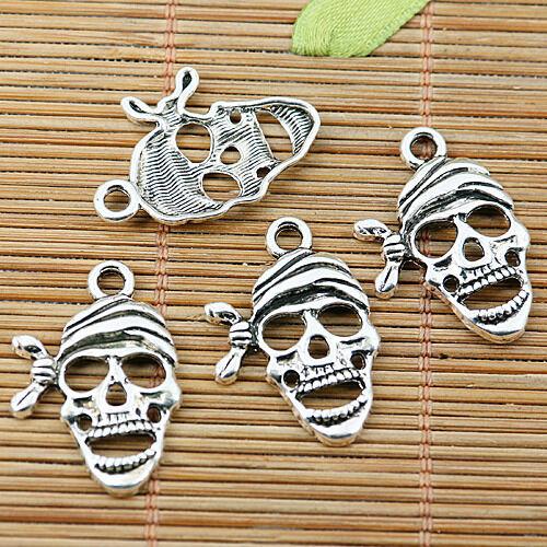 12pcs tibetan silver tone skull head charms EF1974