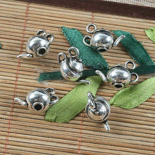 6pcs antiqued silver teapot design pendant charm G1212