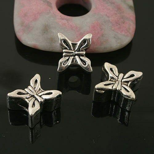 Tibetan Silver 2sided butterfly design Loose Beads L0149 6pcs