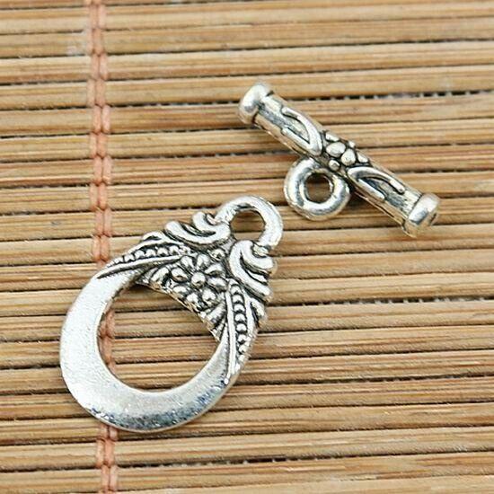 20sets Tibetan Silver color flower Toggle Clasp H0680