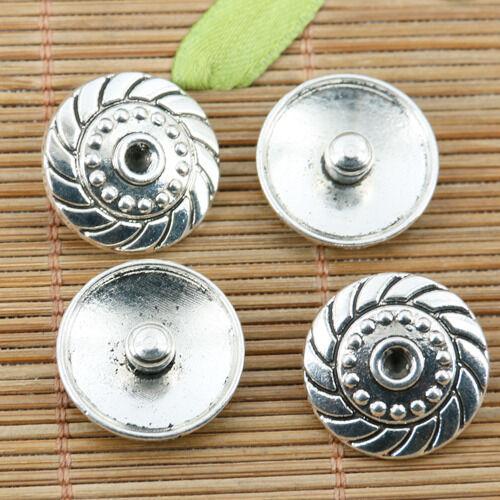 6pcs tibetan silver round textured 1.5mm cameo snap button design EF2186