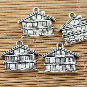 5pcs tibetan silver tone 2sided house design charm pendant EF1543